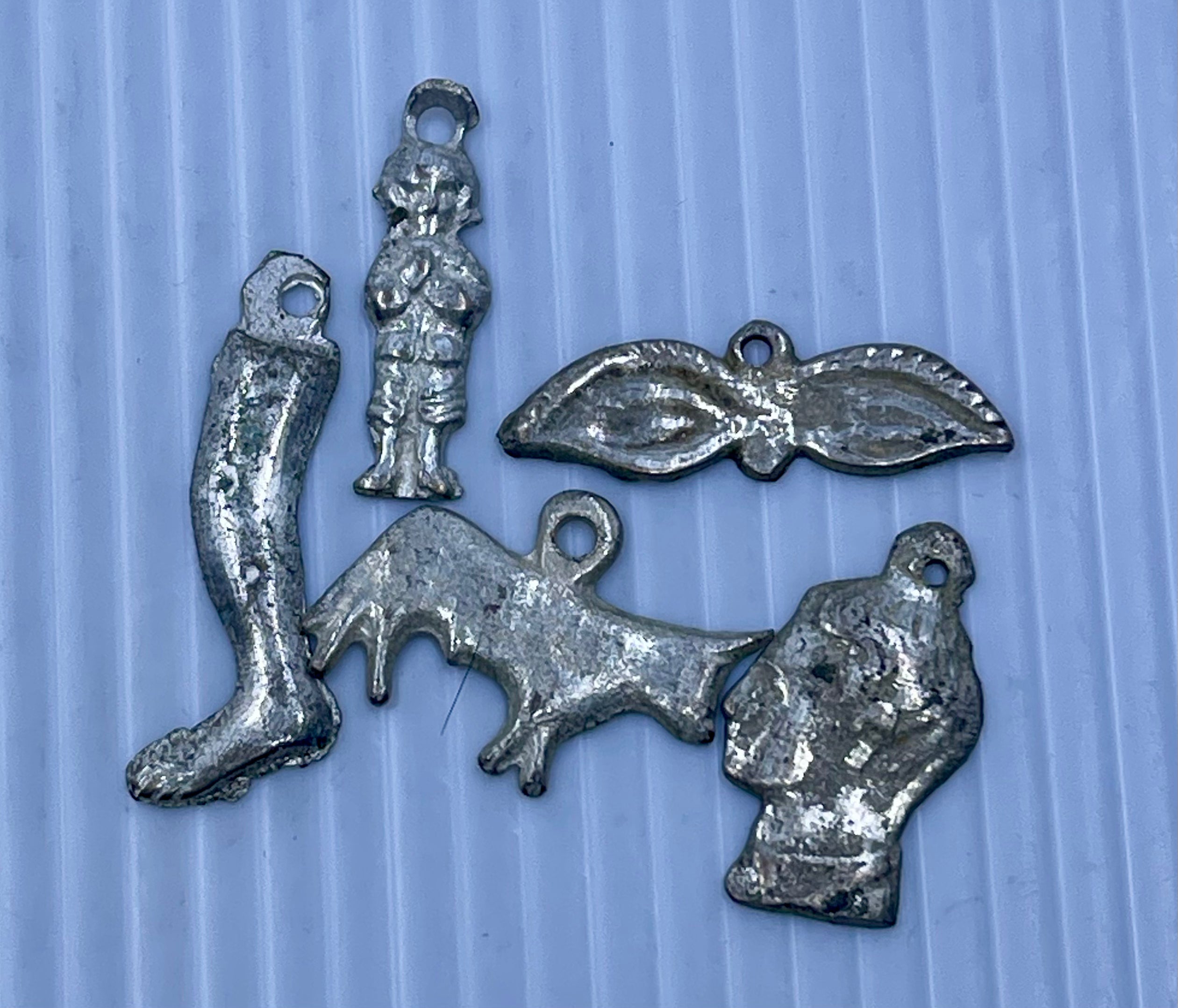 Lot of 5 Vintage Silver Milagros Religious Charms – Random Assortment