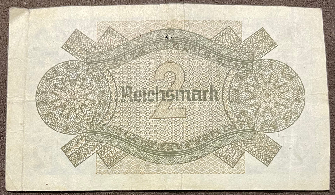 1940 Germany 2 Reichsmark P-R137B WW2 Occ. Territory Used World Banknote From Lot