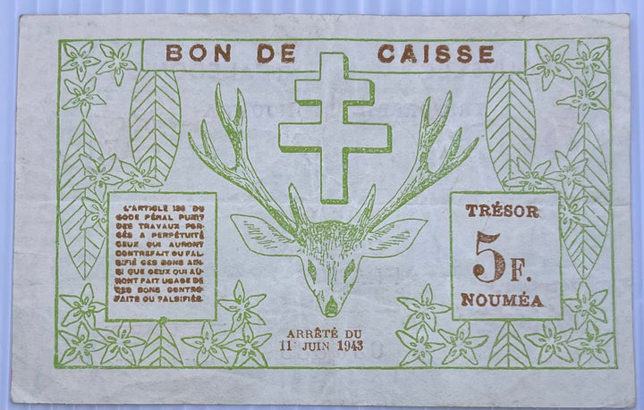 New Caledonia 1943 50 Centimes P-54 Used World Banknote