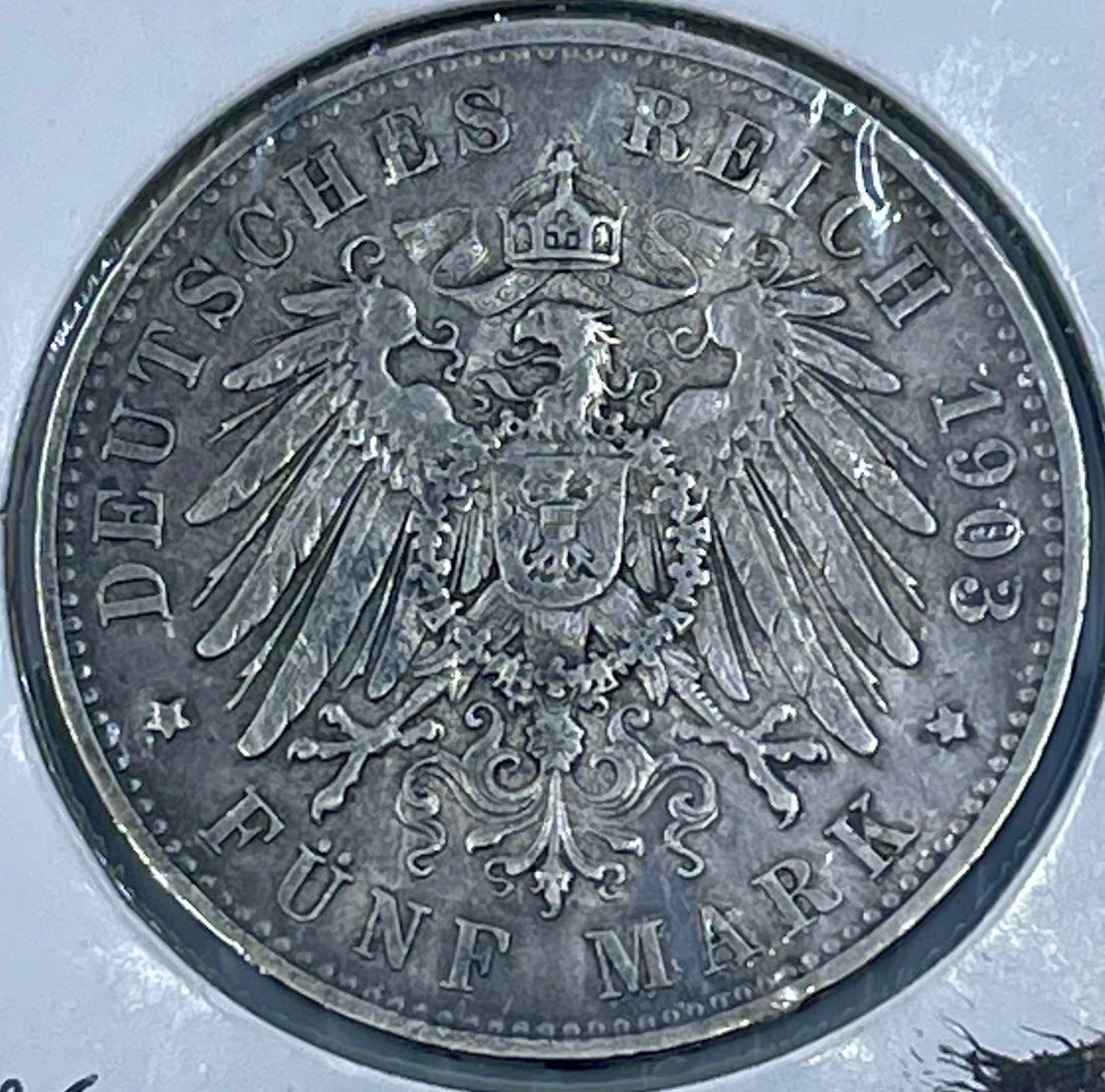 Germany 1903 E 5 Mark KM1258 Silver Coin - Cool Coins & Notes
