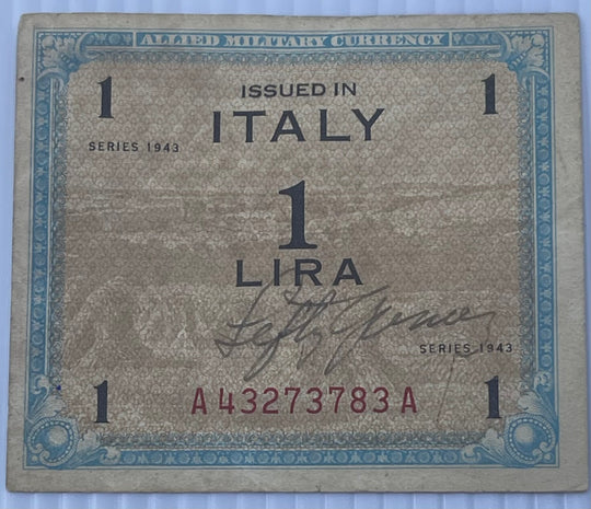 Italy 1943 1 Lire P-M12 WW2 MPC Circulated World Banknote