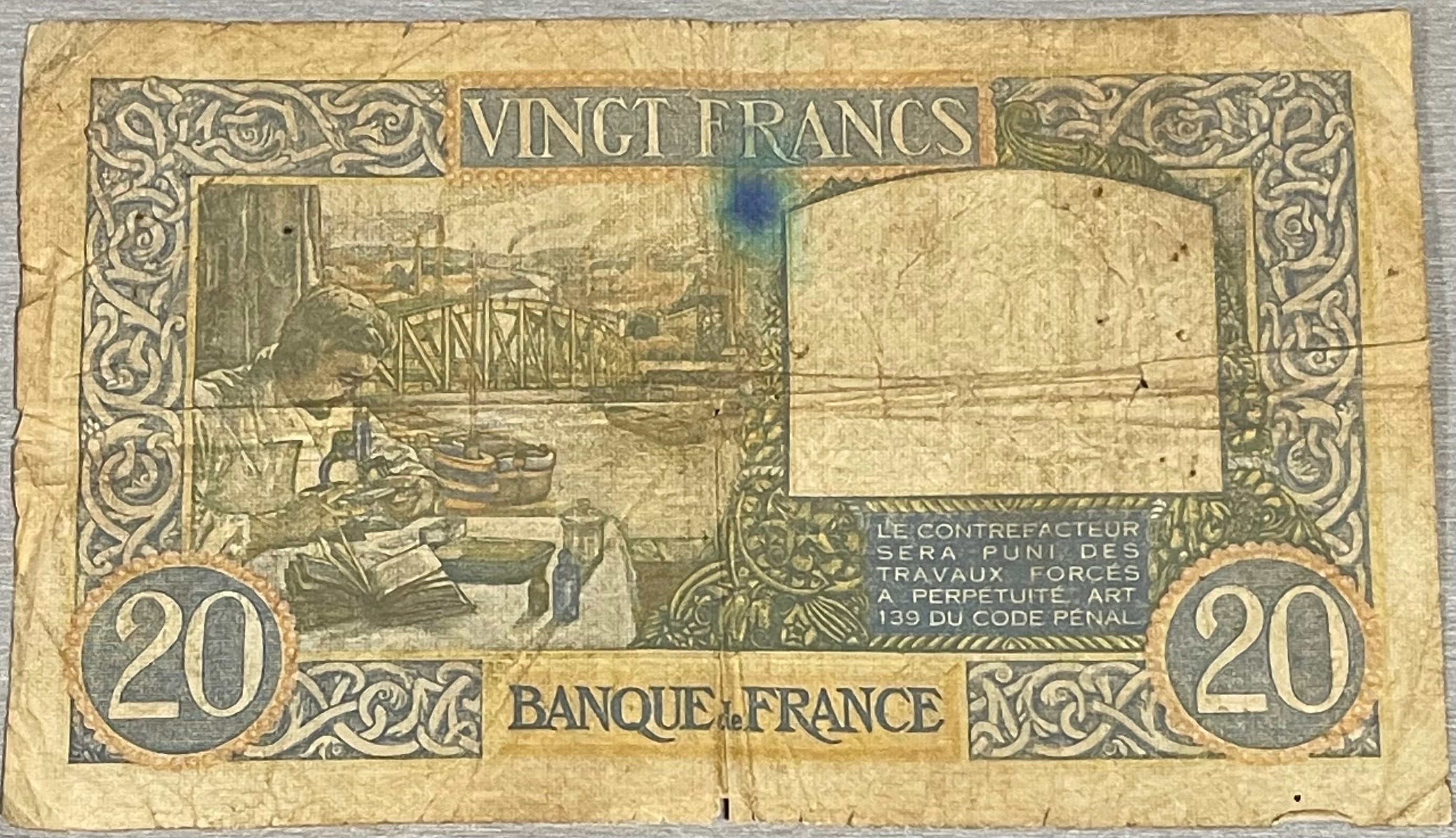 France 1941 20 Francs P-111 Used World Banknote