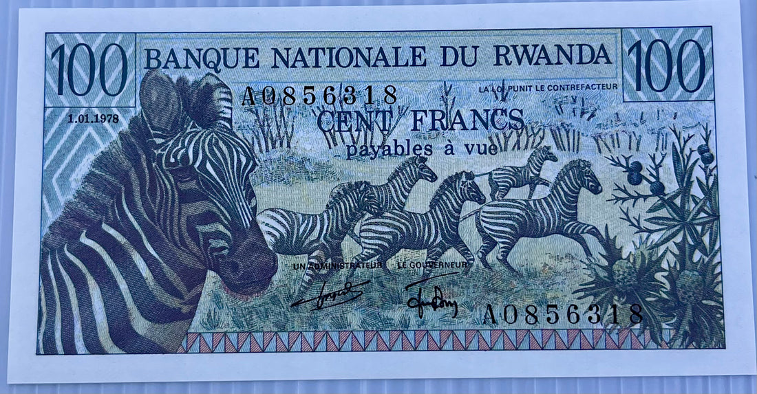 Rwanda 1978 100 Francs P-12a UNC Zebra & Woman World Banknote Currency