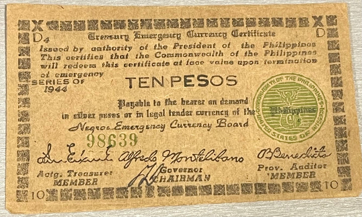 Philippines 1944 10 Pesos P-S676 WWII Used World Banknote