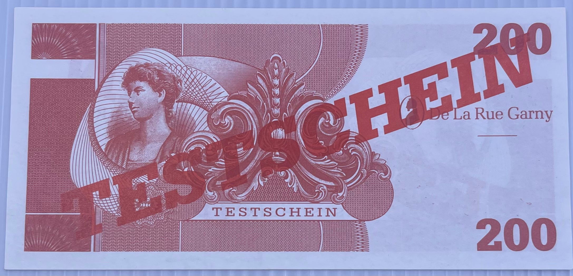 De La Rue Garny 200 Test Note 1980-1984 ND, UNC, TESTSCHEIN, Germany Federal Republi