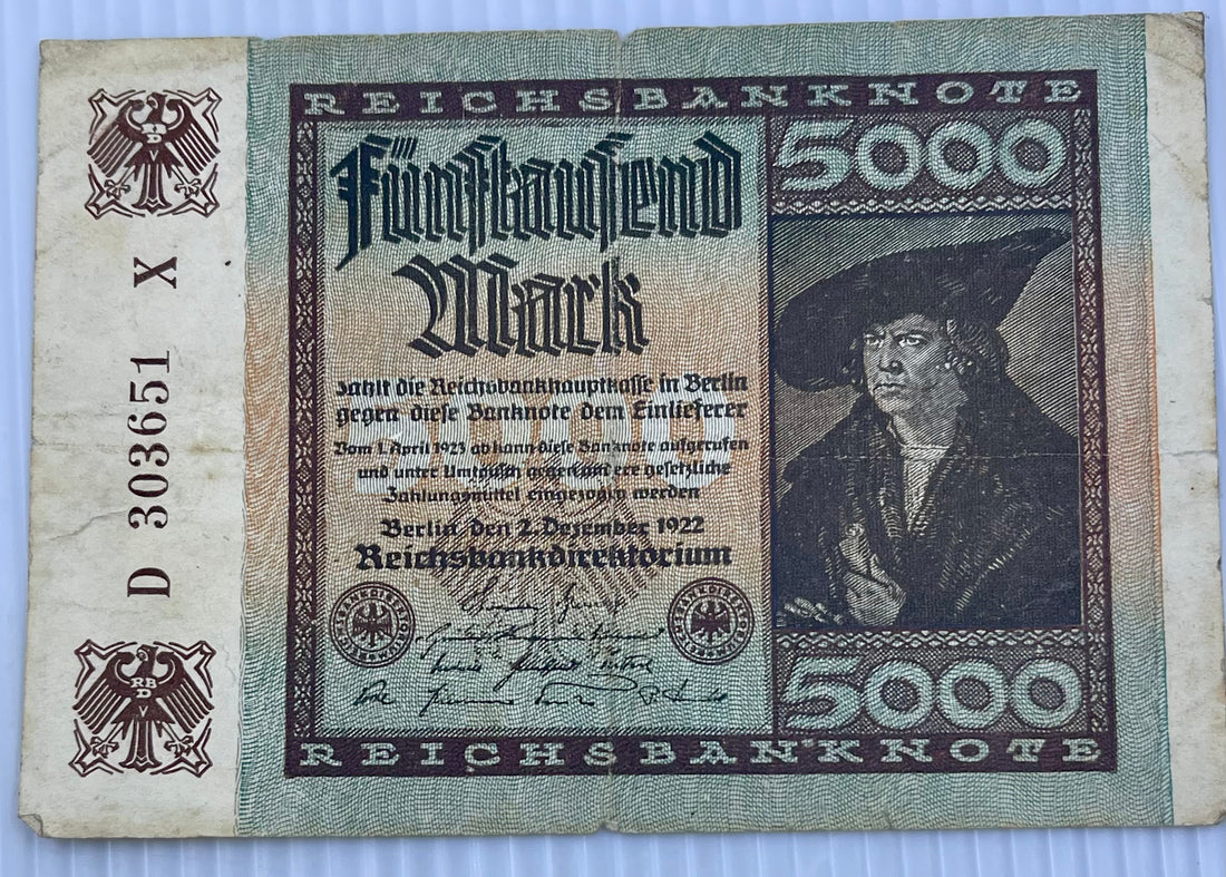 Germany 1922 5000 Mark P-81 Used World Banknote Currency From Lot