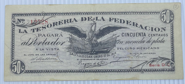 Mexico 1914 50 Centavos P-S644 Revolutionary Used Banknote