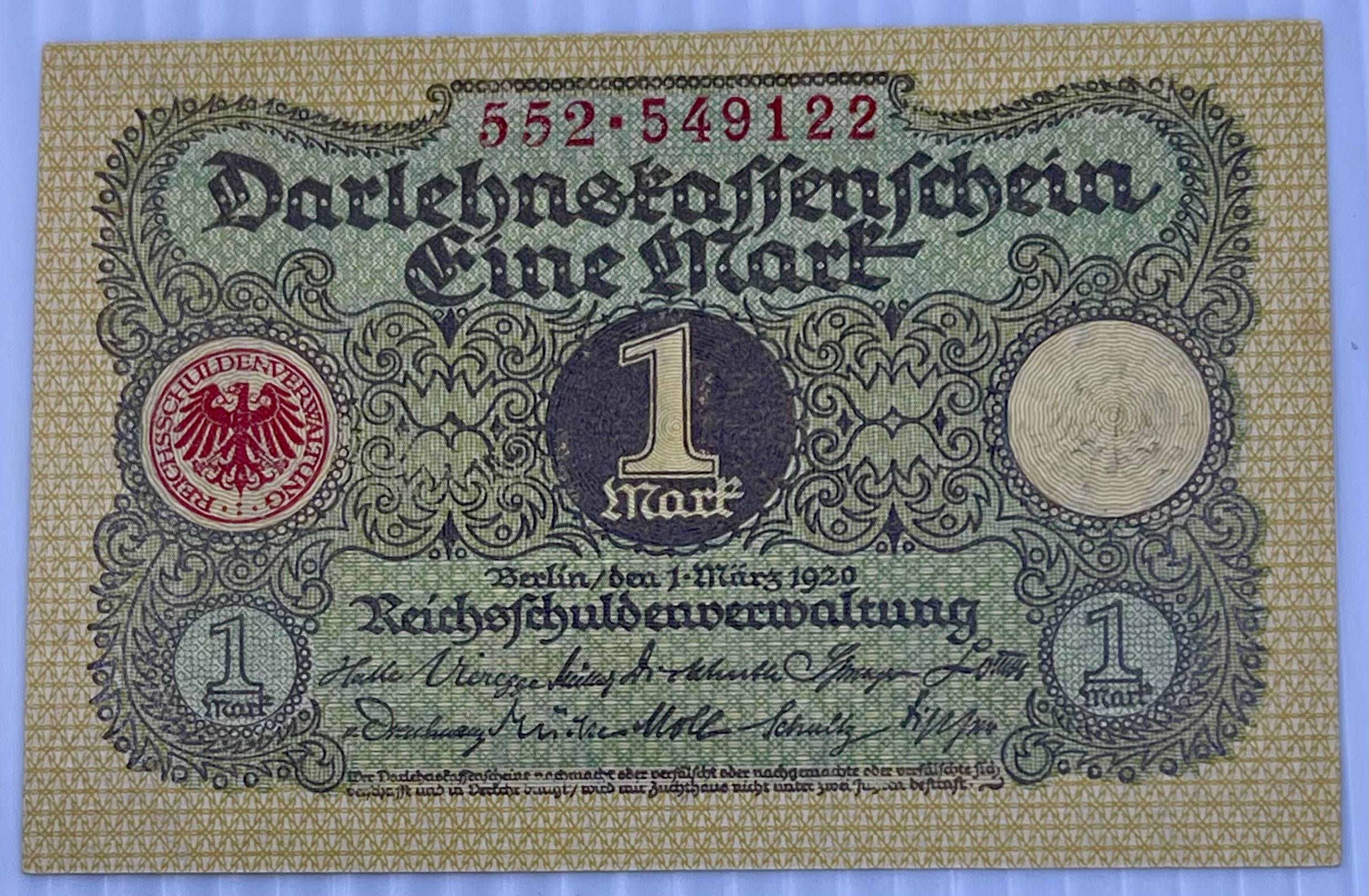 Germany 1920 1 Mark P-58 Used World Banknote Currency From Lot