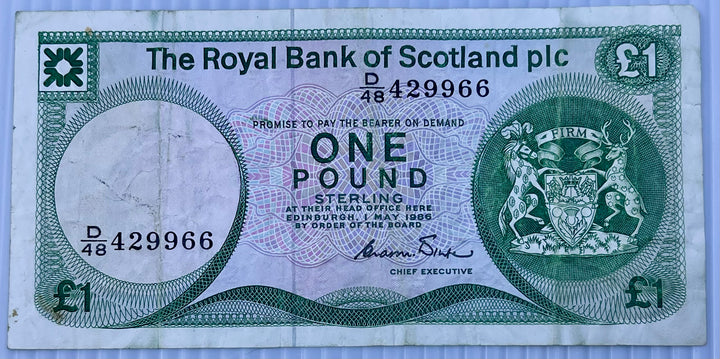 Scotland 1986 1 Pound P-341 Used World Banknote