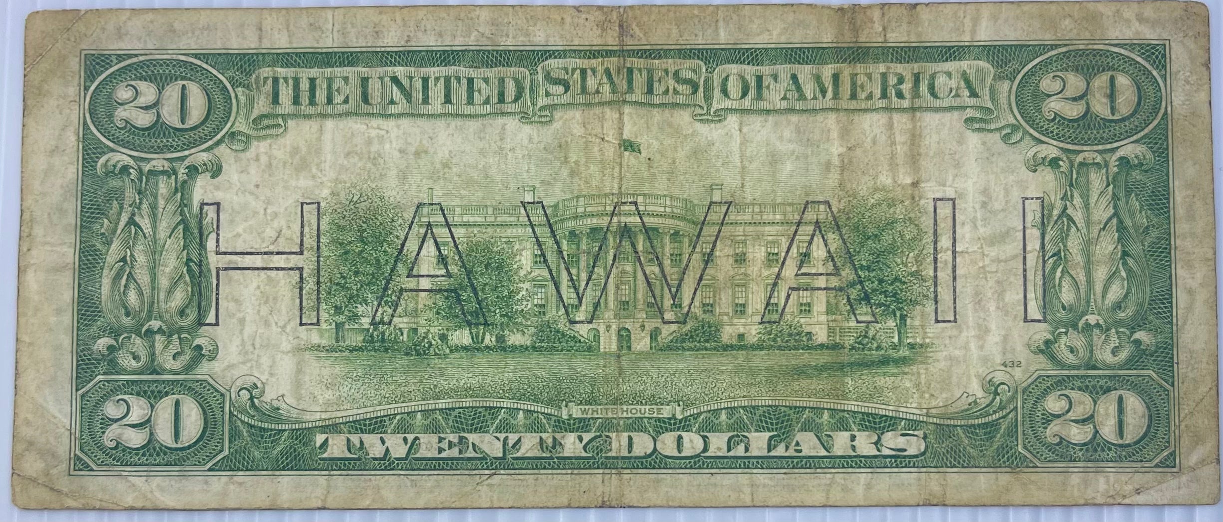 1934 A Twenty Dollar Hawaii WWII P-41 Emergency Issue Brown Seal Silver Certificate,