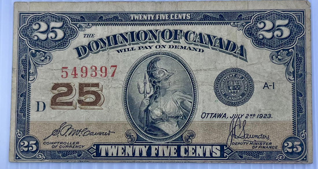 Canada 1923 25 Cents P-11 used banknote collectible vintage currency