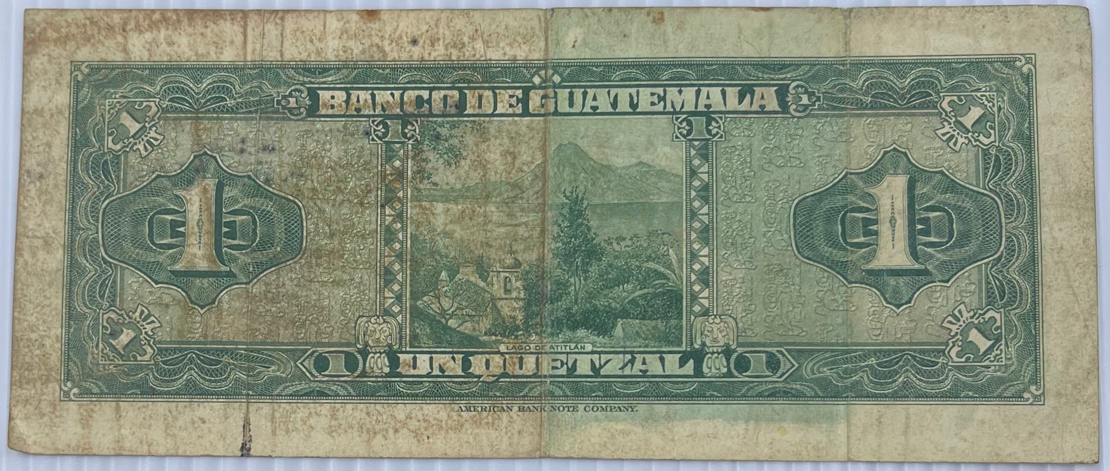 Guatemala 1958 1 Quetzal P-36 Used Banknote