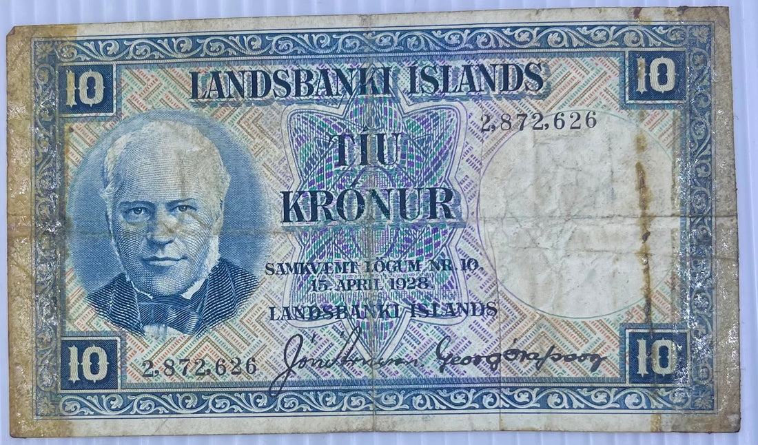 Iceland 1928 10 Kronur P-28 Used World Banknote