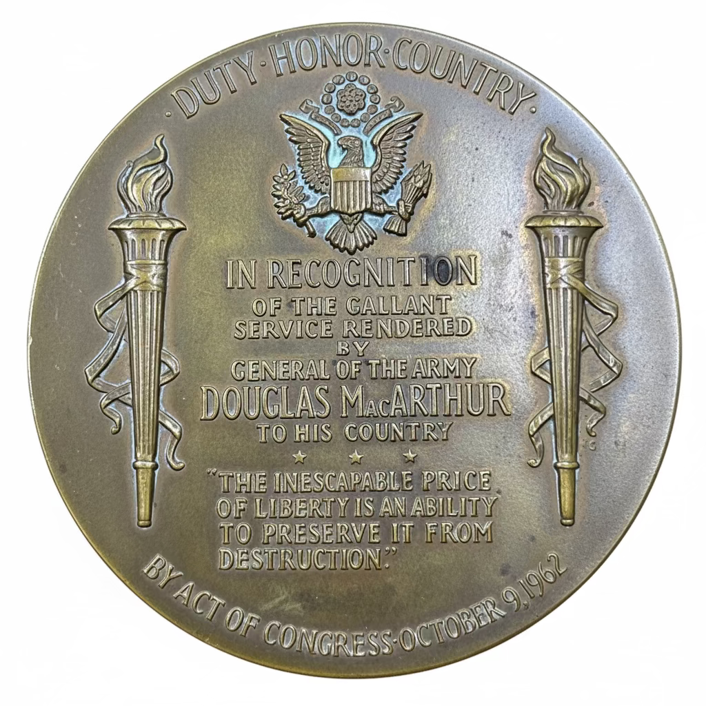 "'1962" WWII General Douglas MacArthur Congressional Gold US Mint Medal Bronze