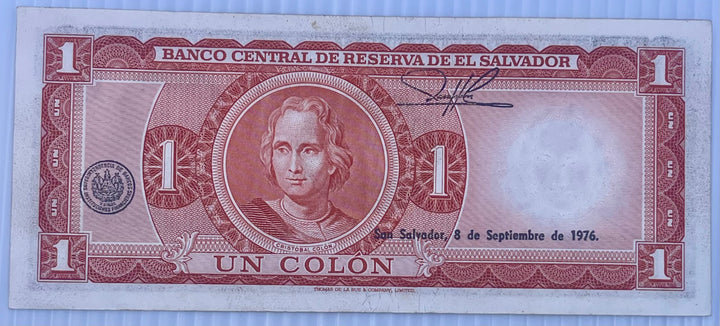 El Salvador 1976 1 Colon P-115 AU World Banknote