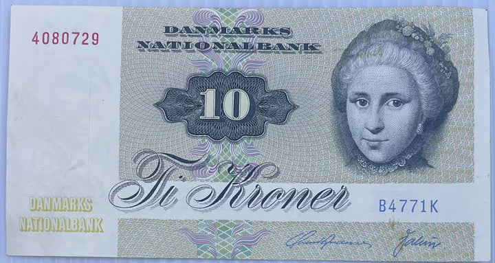 Denmark 1972 10 Kroner P48, Used Banknote