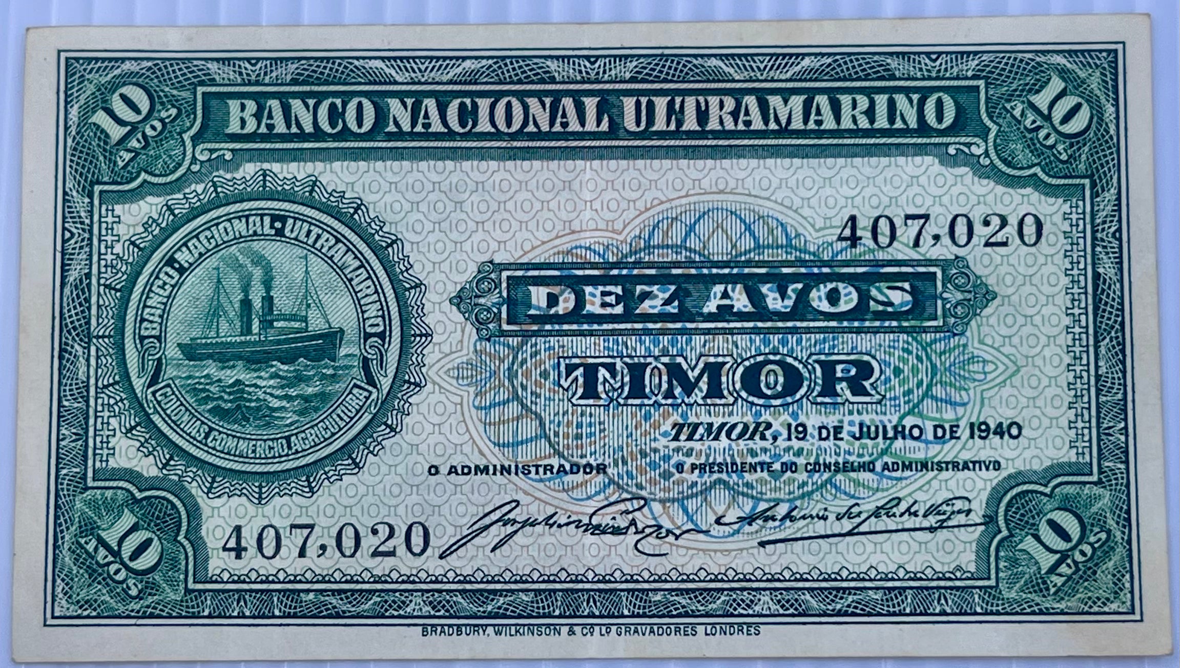 Timor 1940 10 Avos P-13 Used World Banknote Currency