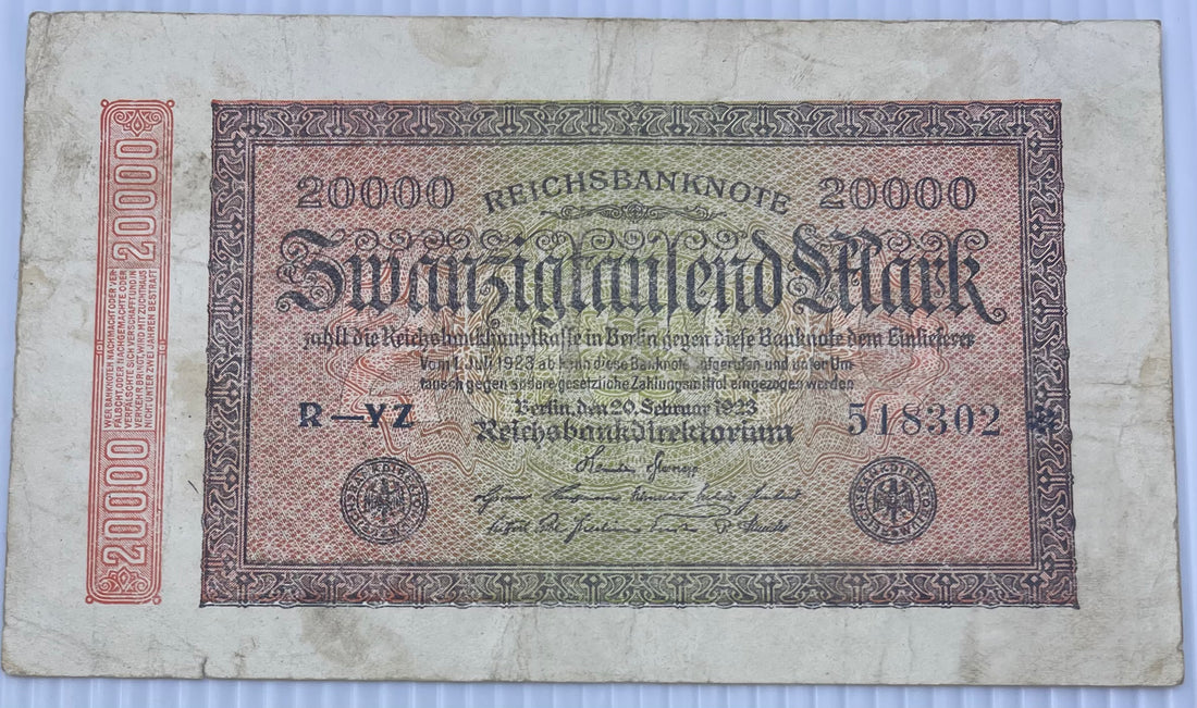 Germany 1923 20000 Mark P-85 Used World Banknote From Lot
