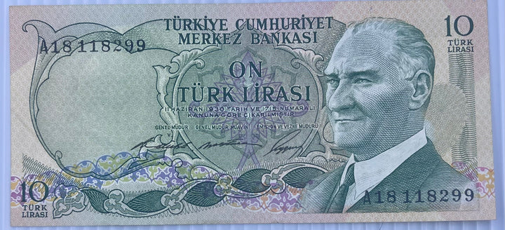 Turkey 1966 10 Lira P-180 Used World Banknote