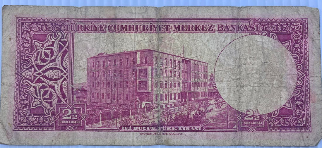 Turkey 1957-1966 2-1/2 Lira P-152 Used World Banknote