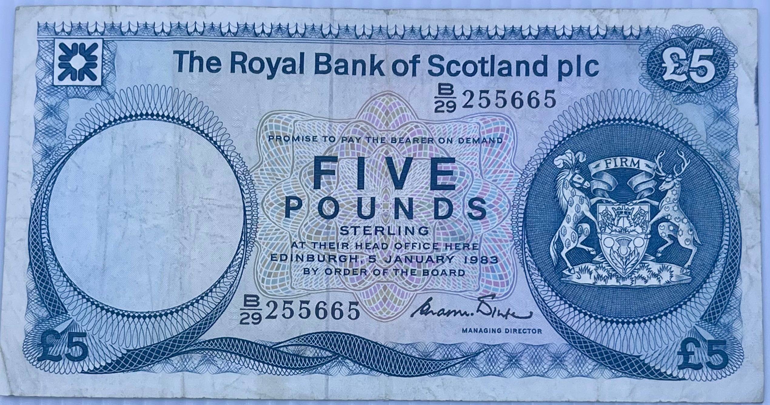 Scotland 1983 5 Pounds P-342 Used World Banknote