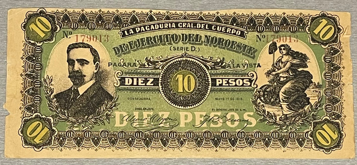 Mexico 1915 10 Pesos P-S871 Used World Banknote