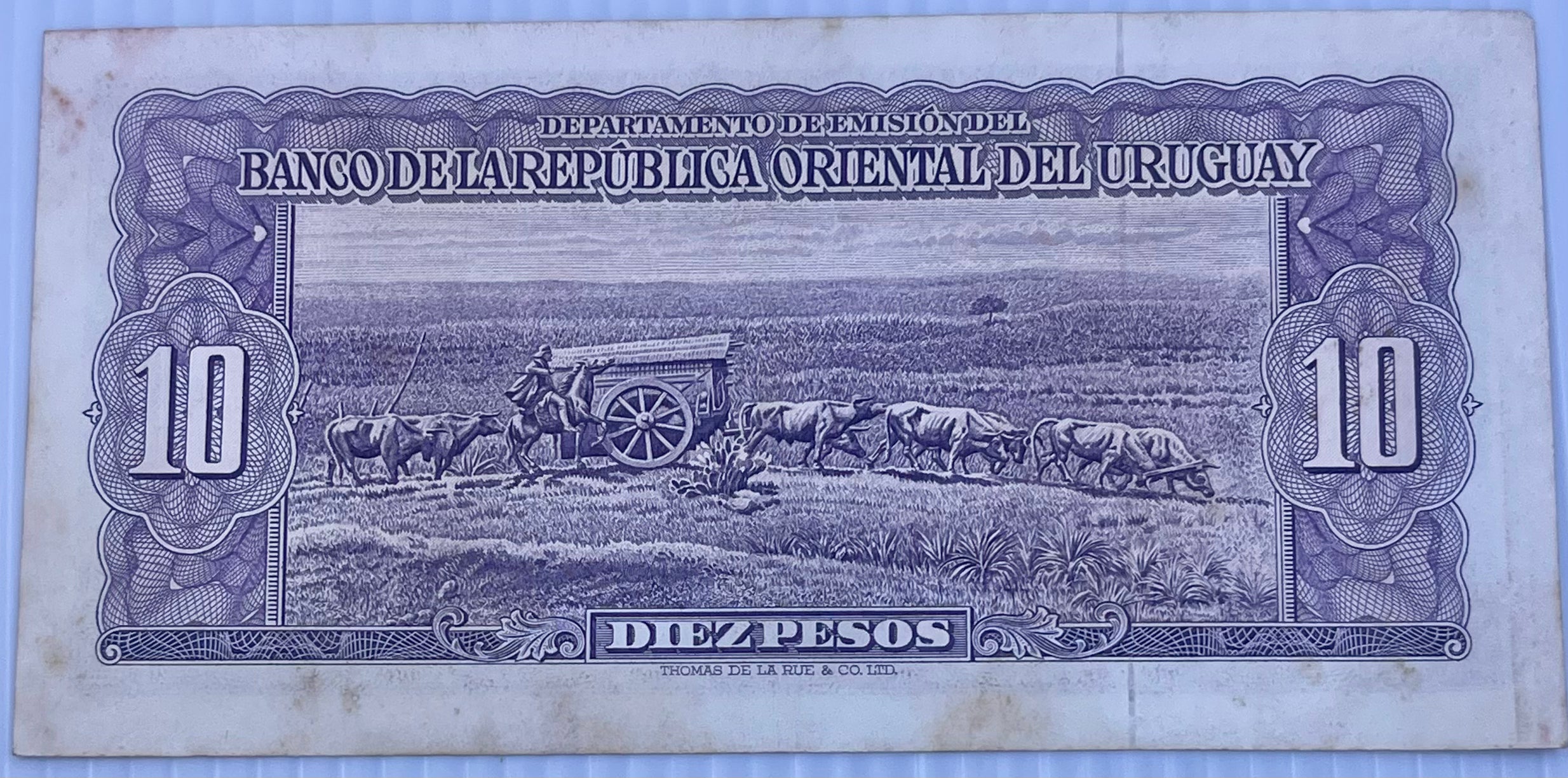 Uruguay 1939 10 Pesos P-37 Used World Banknote Currency