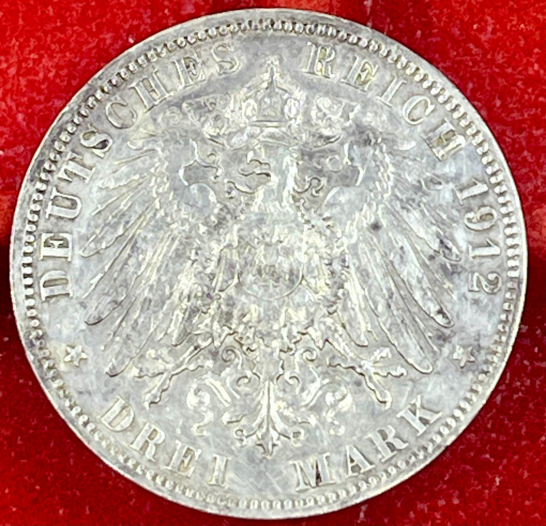 Hamburg 3 Mark 1912 J Silver Coin KM#620