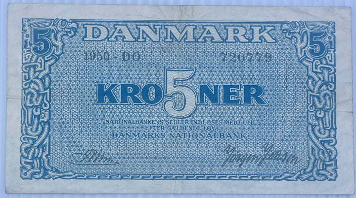 Denmark 1930 5 Kroner P-35g Used World Banknote Currency