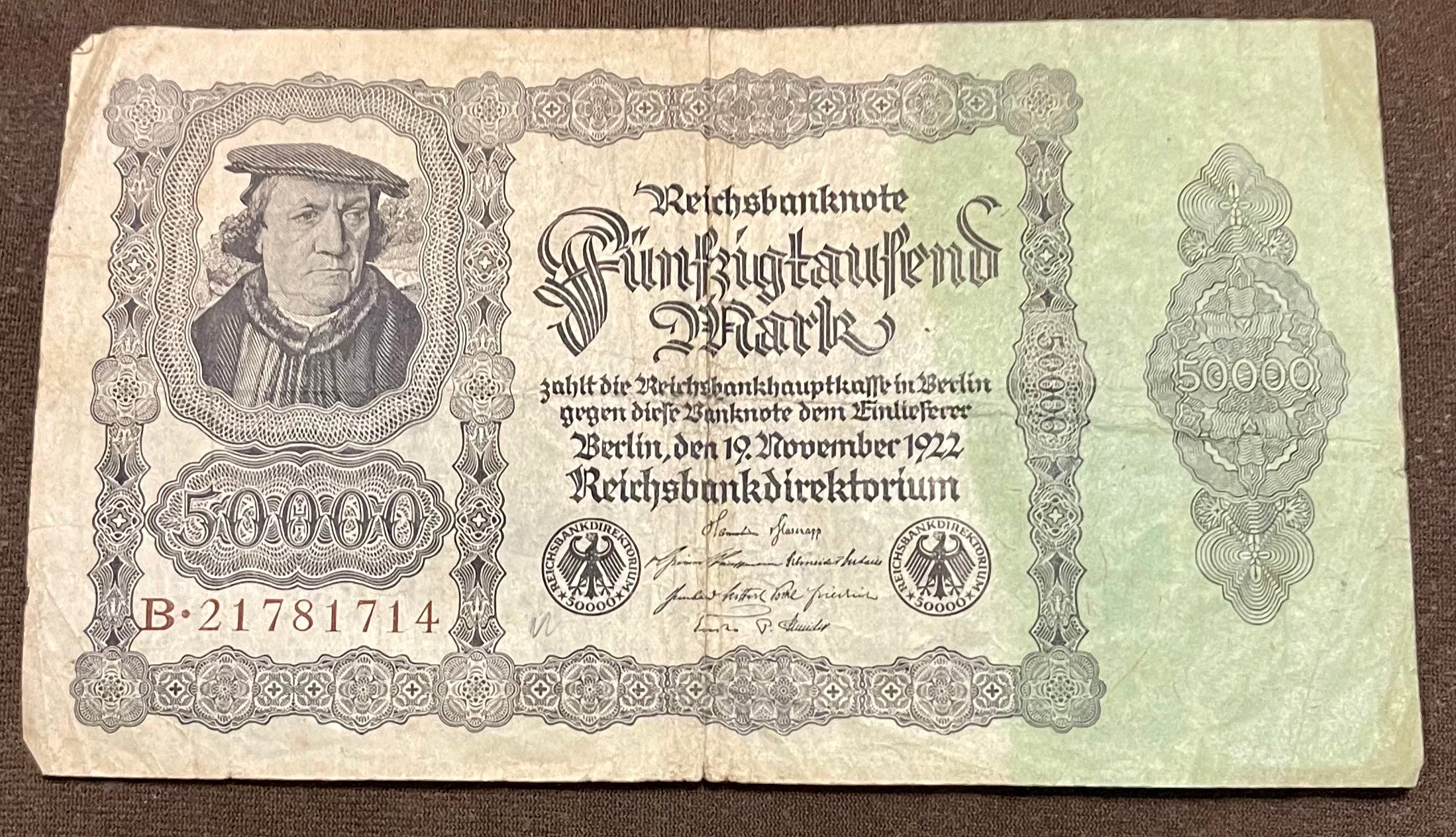 GERMANY 50,000 Mark 1922, P-80, Weimar Republic, Used Banknote