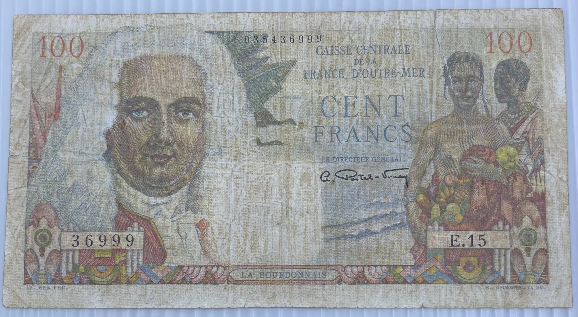 French Equatorial Africa 1947 100 Francs P-23 Tear Used World Banknote