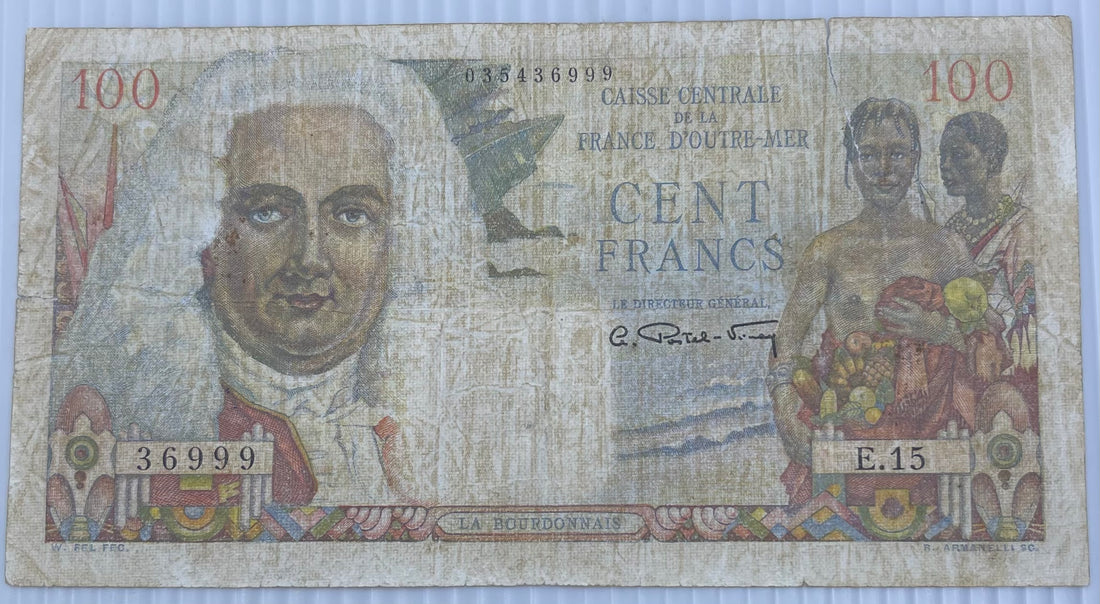 French Equatorial Africa 1947 100 Francs P-23 Tear Used World Banknote