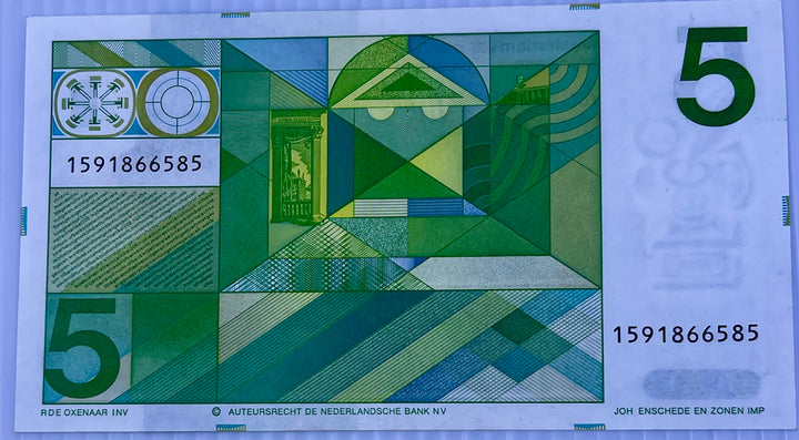 Netherlands 1973 5 Gulden P-95 Used World Banknote From Lot