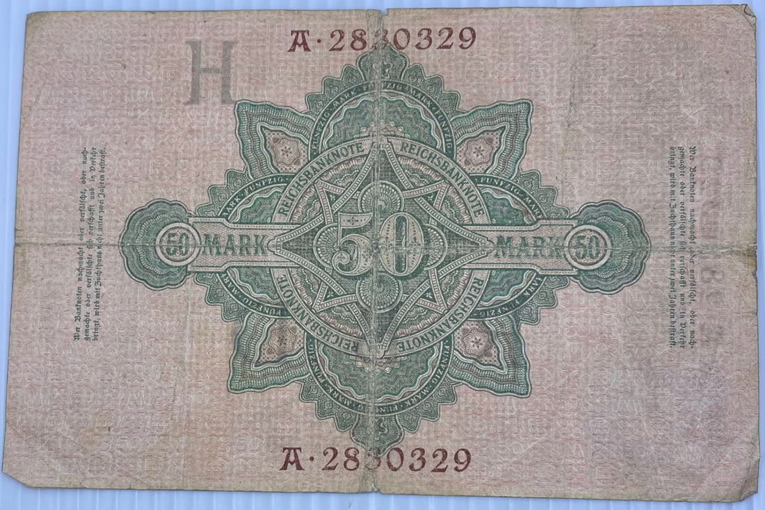 GERMANY 1910 50 MARK P-41, Used From Lot World Banknote