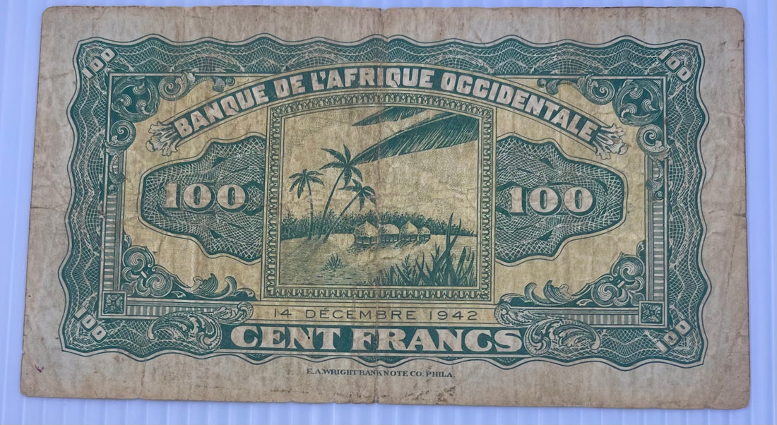 French West Africa 1942 100 Francs P-31 WW2 Used World Banknote