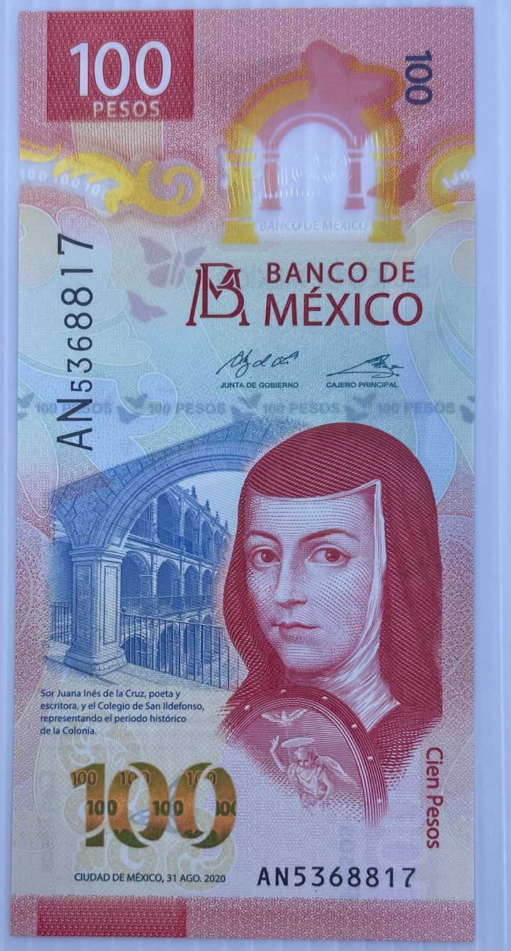 Mexico 2020 100 Pesos  P-131a UNC Polymer World Banknote