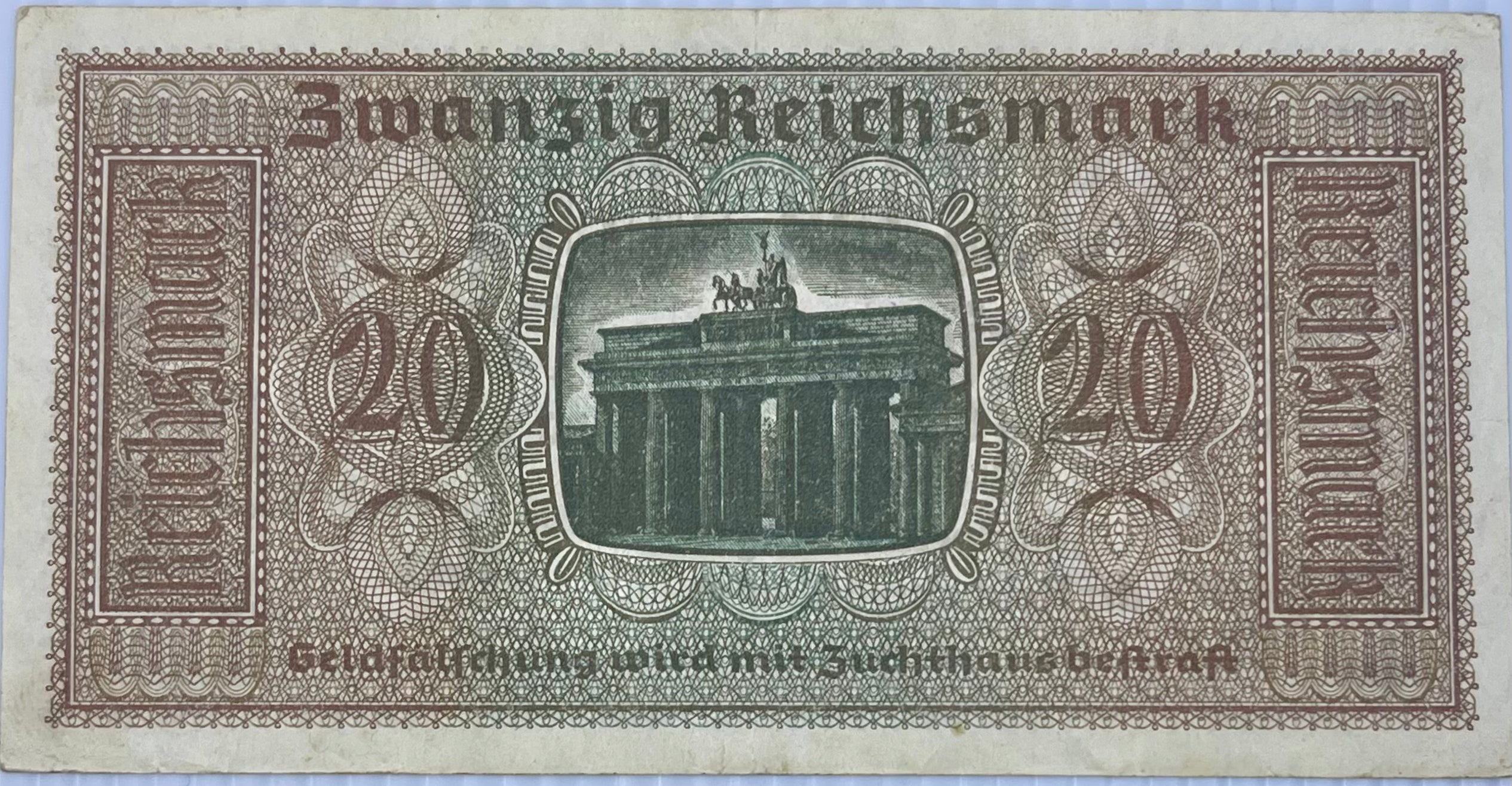 Germany 1940-1945 20 Reichsmark P-R139 Used World Banknote