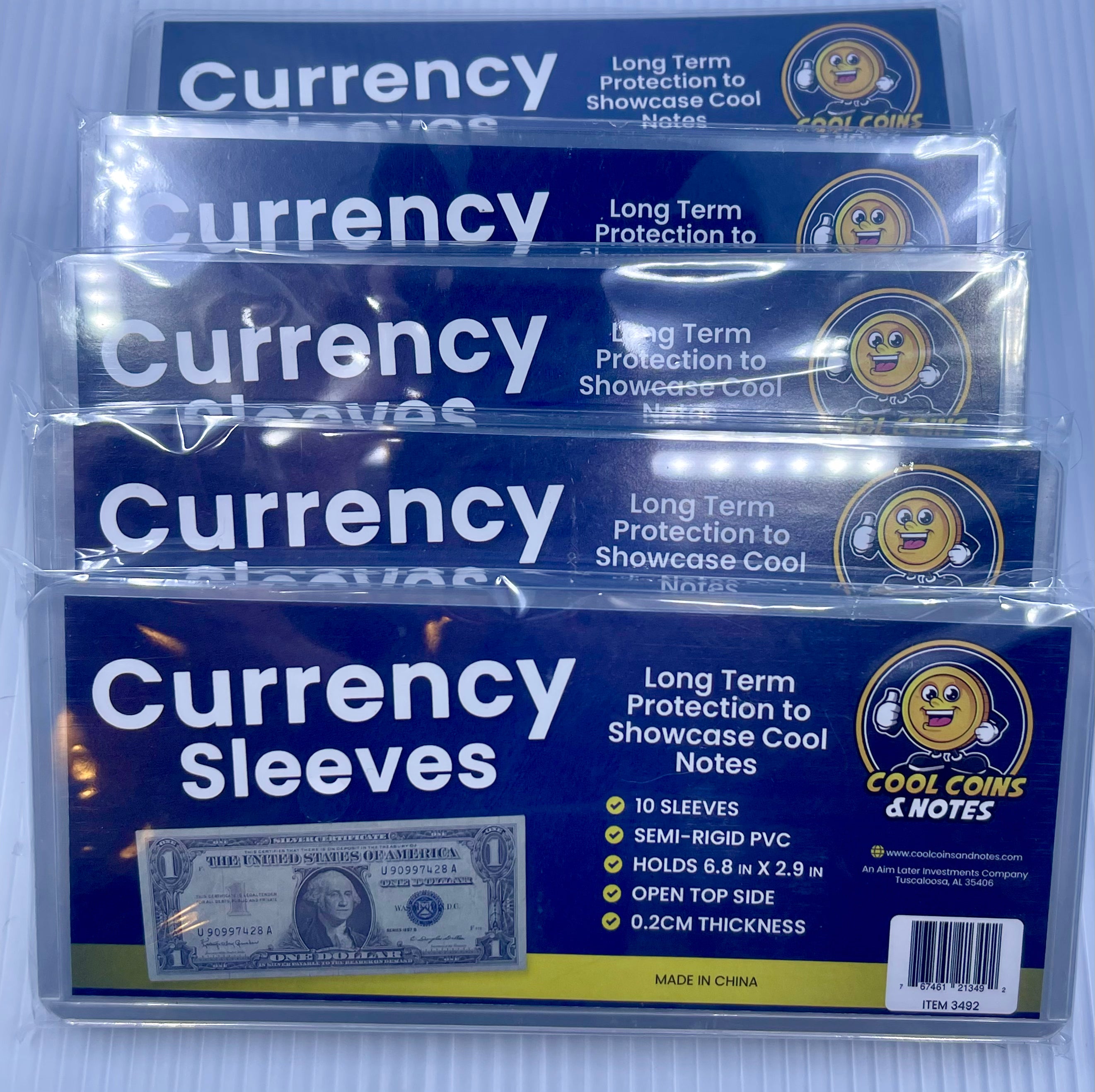 50 Banknote Currency Sleeves Rigid US Dollar Modern Size US Topload Holders Note Cool Coins & Notes