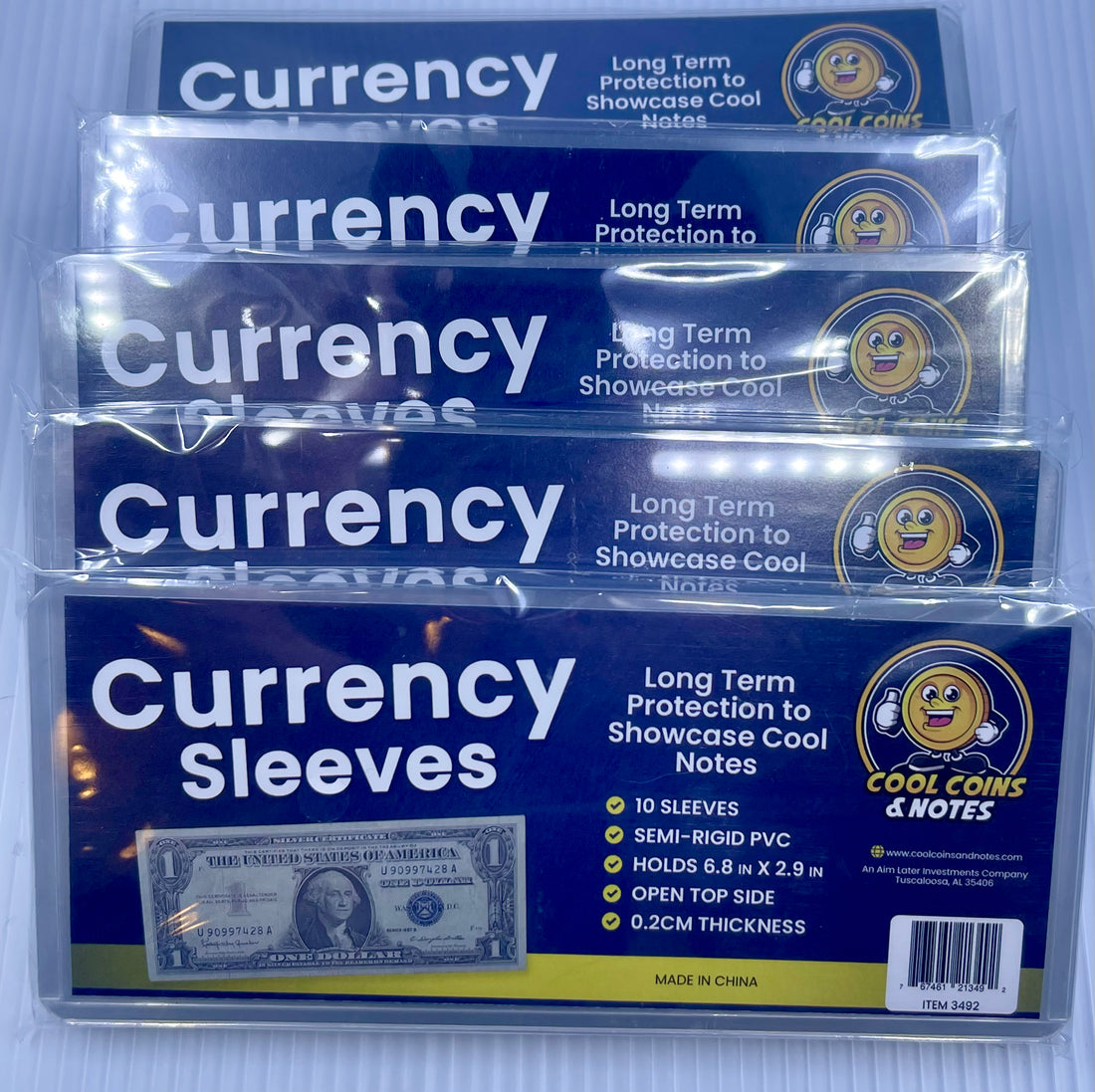 50 Banknote Currency Sleeves Rigid US Dollar Modern Size US Topload Holders Note Cool Coins & Notes