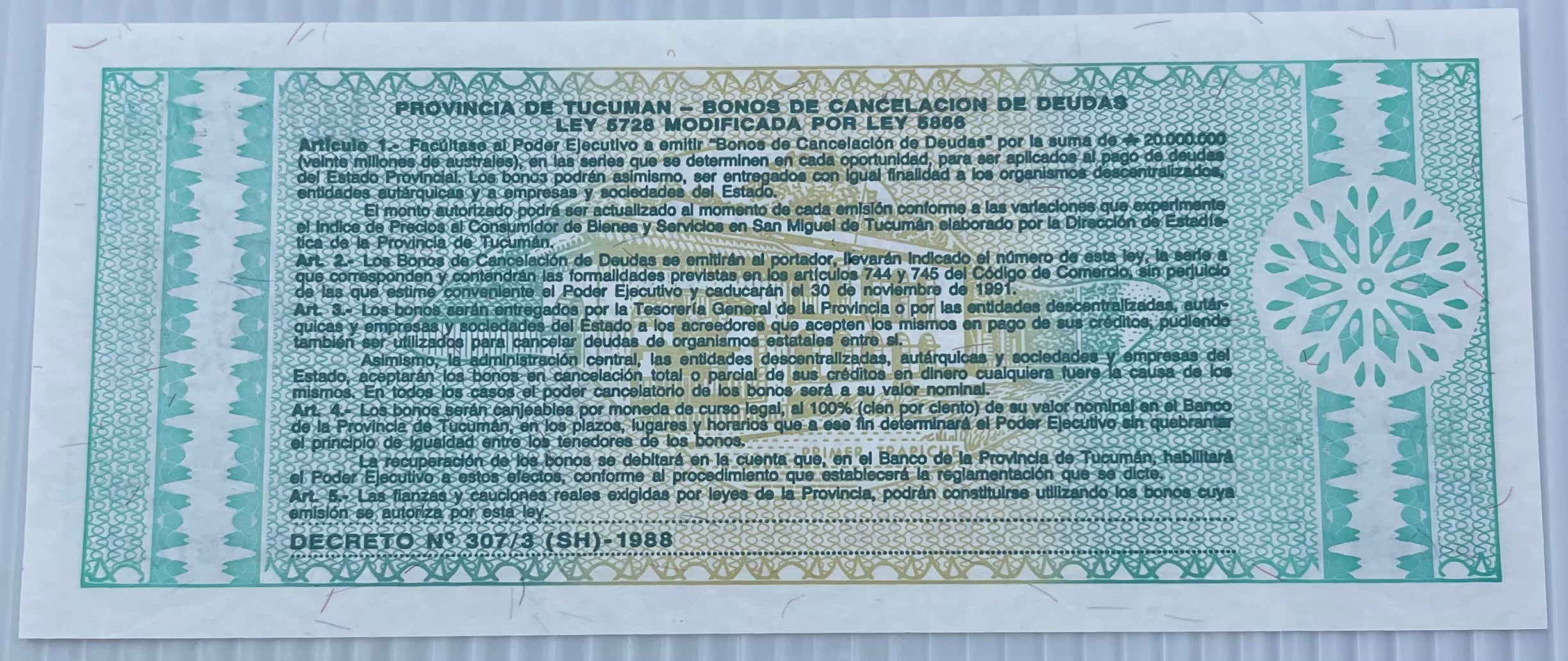 Argentina 1991 1 Austral  P-S2711 UNC Banknote