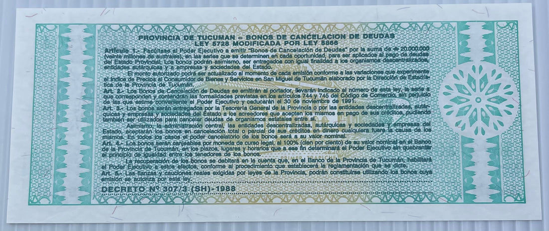 Argentina 1991 1 Austral  P-S2711 UNC Banknote