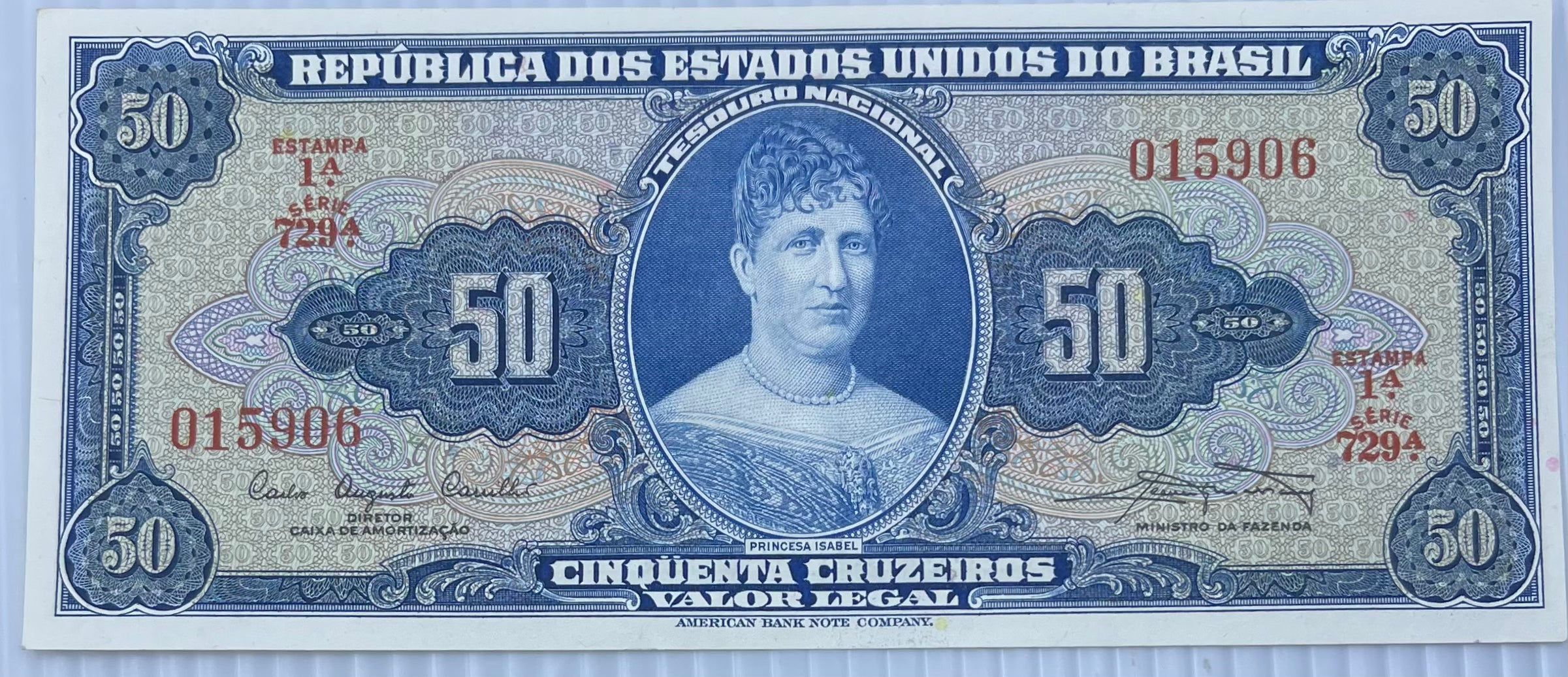 BRAZIL 1956/1959 50 CRUZEIROS P152 Used Banknote