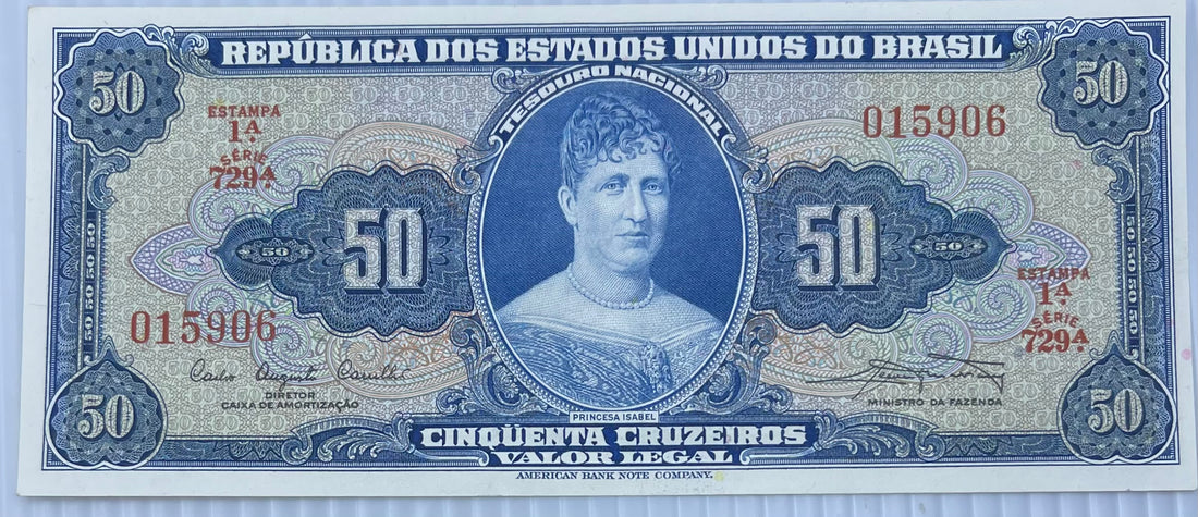 BRAZIL 1956/1959 50 CRUZEIROS P152 Used Banknote