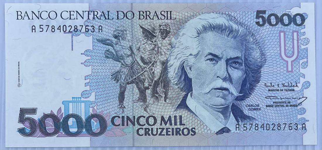 Brazil 1990 5000 Cruzeiros P-232 UNC Banknote World Paper Money