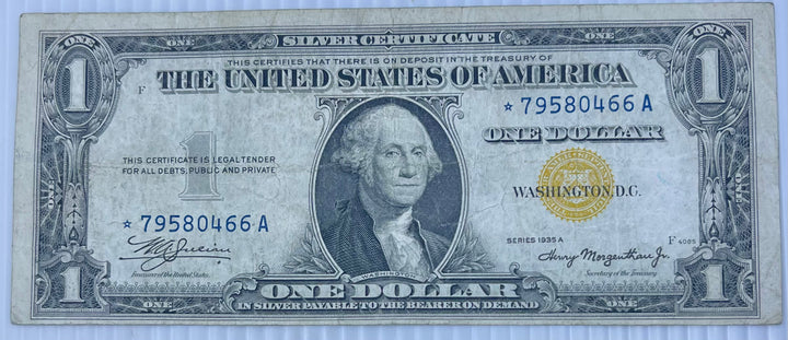 1935A $1 Silver Certificate STAR Note Yellow Seal WWII North Africa