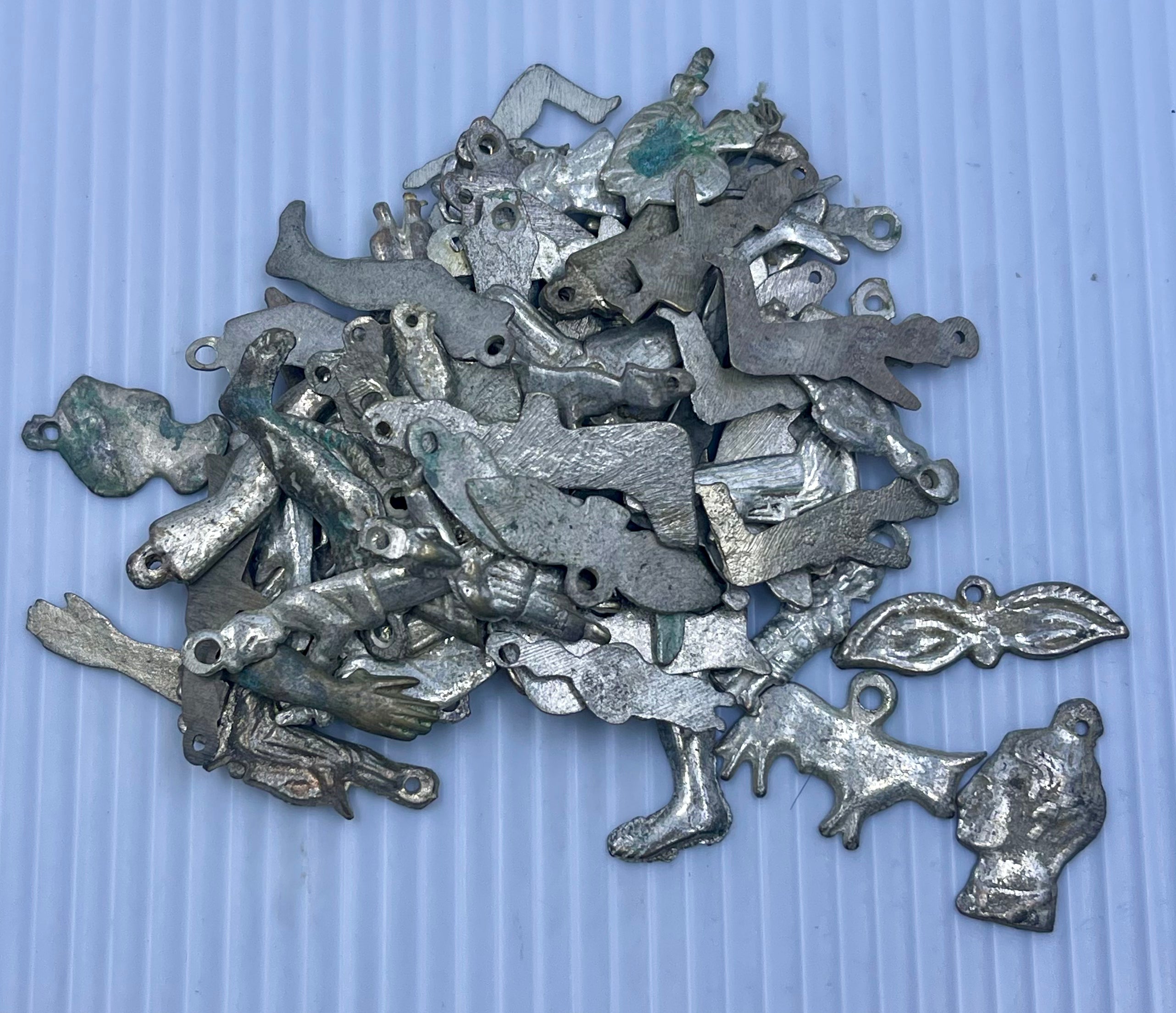 Lot of 5 Vintage Silver Milagros Religious Charms – Random Assortment