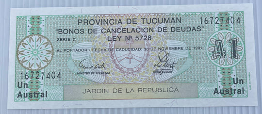 Argentina 1991 1 Austral  P-S2711 UNC Banknote