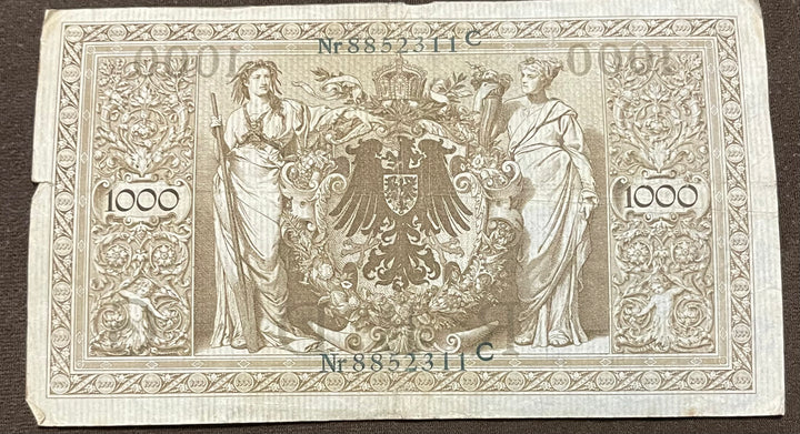 Germany 1910 1000 Mark P-44 Used World Banknote Currency From Lot