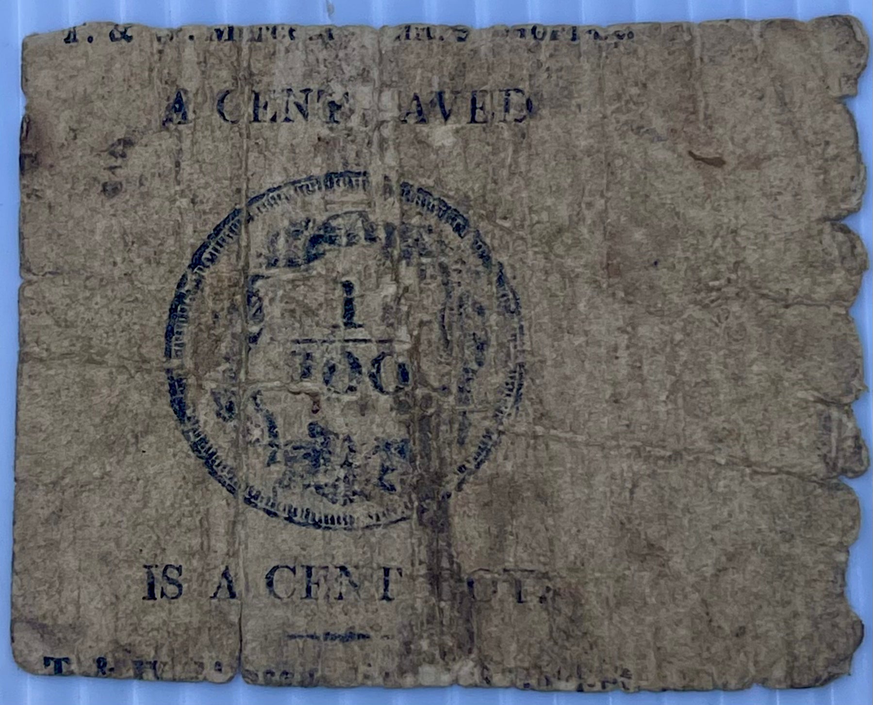 1815 New York City One Cent Municipal Used Banknote