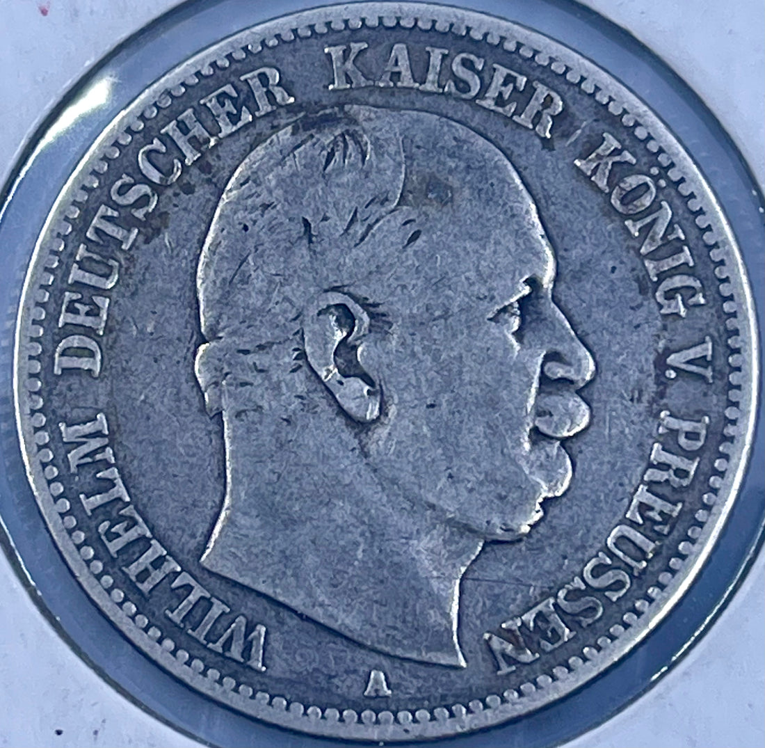 GERMANY 1880-A 2 MARK – PRUSSIA EMPIRE / KAISER WILHELM I .900 Silver | Berlin Mint | Pre-WWI Rarity Coin - Cool Coins & Notes